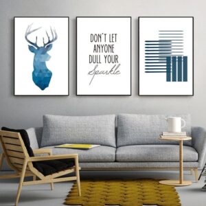 Geometric Blue Deer Canvas Art - Image 2