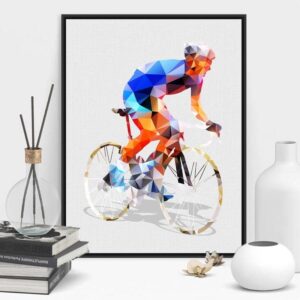 Geometric Polygonal Cyclist Canvas Art - Image 2