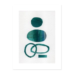Geometric Teal Blue Greeting Canvas Art - Image 1