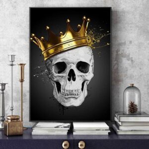 Golden Crown Skull Canvas Art - Image 2