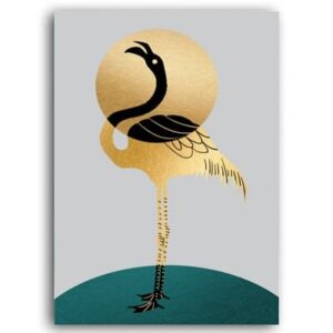 Golden Emerald Deer & Flamingo Canvas Art - Image 6