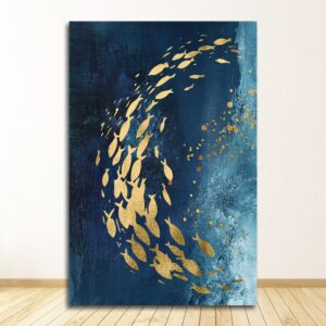 Golden Fish Oriental Painting Canvas Art - Image 1