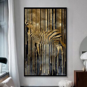 Golden Zebra Canvas Art - Image 2