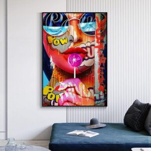 Graffiti Lollipop Girl Canvas Art - Image 2
