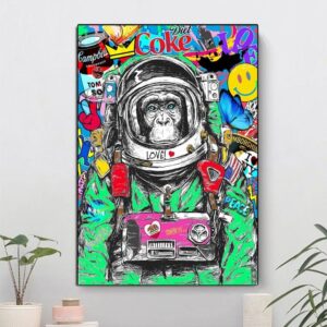 Graffiti Pop Art Space Monkey Canvas Art - Image 2