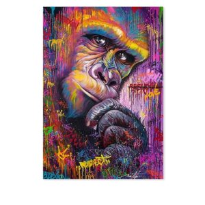 Graffiti Red Gorilla Canvas Art - Image 1
