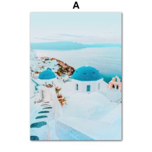 Greece Santorini Aegean Town Sea Landscape Canvas Art - Image 5