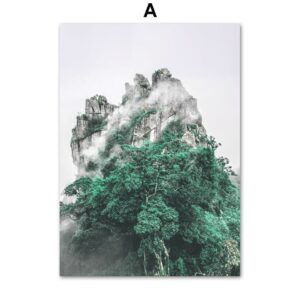 Green Mountain Lake Cloud Sky Canvas Art - Image 5