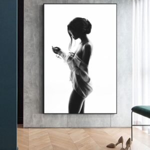 Half Naked Girl in Silk Canvas Art - Image 2
