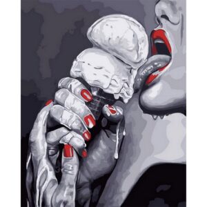 Ice-Cream Licking Lady Canvas Art - Image 1