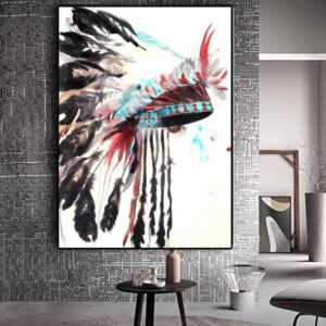 Indian Peacock Feather Headband Canvas Art - Image 2