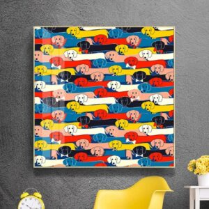Kawaii Creative Colored Dog Canvas Art - Image 2