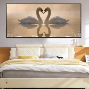 Love Couple of Swan Canvas Art - Image 2