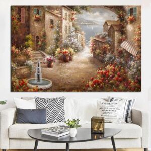 Mediterranean Garden Landscape Canvas Art - Image 3