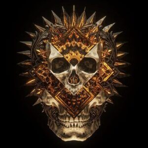 Metal Skull Statue Canvas Art - Image 4