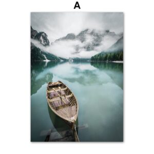 Misty Mountain Green Lake Canvas Art - Image 5