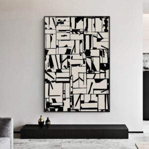 Modern Industrial Black and White Canvas Art - Image 2