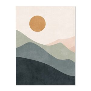 Modern Mountain Sun Canvas Art - Image 8