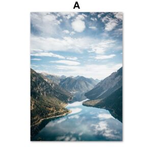 Mountain Lake Bridge Canyon Gallery Wall Canvas Art - Image 5