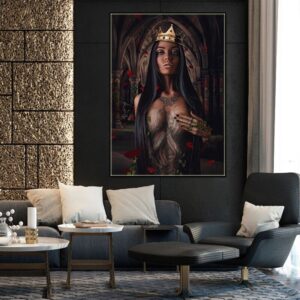 Naked Crown Tattoo Girl Canvas Art - Image 3