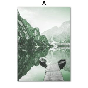 Natural Mountain Lake Cotton Gallery Wall Canvas Art - Image 5