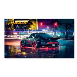 Neon 999 Sports Car Poster Canvas Art - Image 1