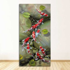 Nine Red Koi Fish Canvas Art - Image 1