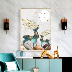 Nordic Elk Leaf Canvas Painting - Image 4