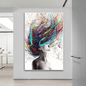 Nude Woman Colored Hair Canvas Art - Image 4