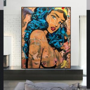 Nude Wonder Woman Graffiti Pop Canvas Art - Image 2