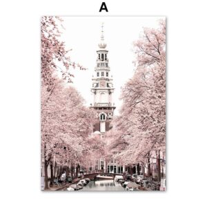 Pink Magnolia Flower Venice Canvas Art - Image 5