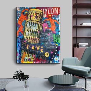 Pisa Tower Graffiti Canvas Art - Image 3