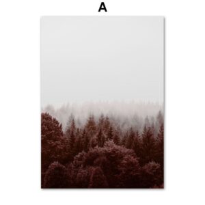 Red Forest Mountain Flower Desert Canvas Art - Image 5