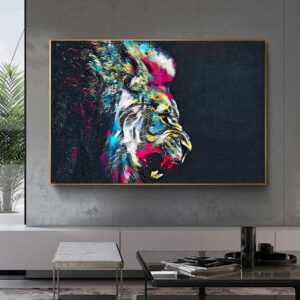 Roaring Graffiti Lion Canvas Art - Image 2