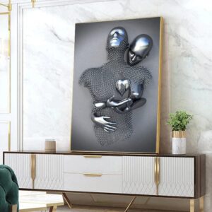 Romantic Metal Humanoid Canvas Art - Image 5
