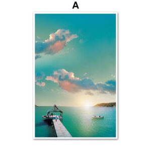 Santorini Seascape Street Sunset Gallery Wall Canvas Art - Image 5