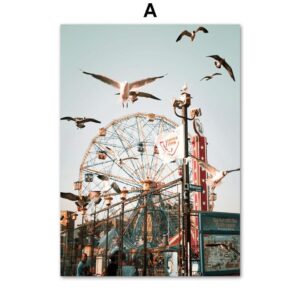 Sea Ferris Wheel Landscape Canvas Art - Image 5