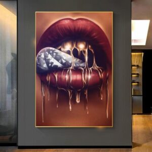 Sexy Lady Wet Lips Canvas Art - Image 2