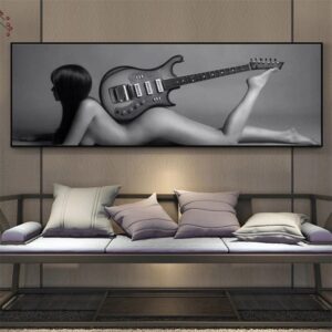 Sexy Nude Woman with Guitar Canvas Art - Image 2