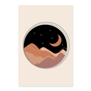 Sun Moon Desert Landscape Gallery Wall Canvas Art - Image 6