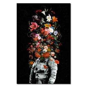 Surrealism Astronaut Flower Bed Canvas Art - Image 6