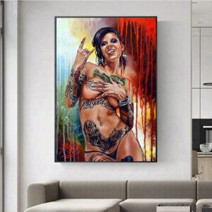 Tattooed Punk Nude Lady Canvas Art - Image 2