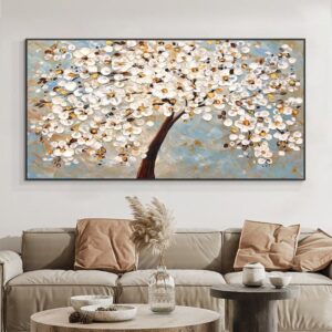 Tree With Flowers Oil Painting Canvas Art - Image 2