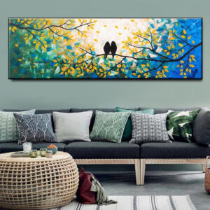 Trees And Birds Landscape Painting Canvas Art - Image 2
