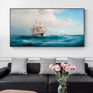 Vintage British Royal Navy Canvas Art - Image 3