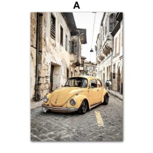 Vintage European Town Street Gallery Wall Canvas Art - Image 5