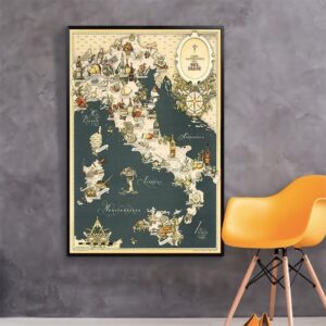 Vintage Map of Italy Canvas Art - Image 4
