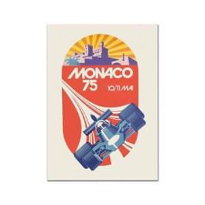 Vintage Monaco Circuit Painting Canvas Art - Image 5