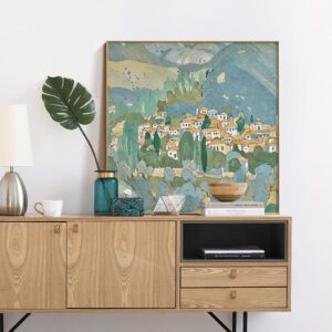 Vintage Village Landscape Oil Painting Canvas Art - Image 3
