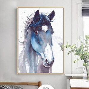 Watercolor Blue Hare Canvas Art - Image 3